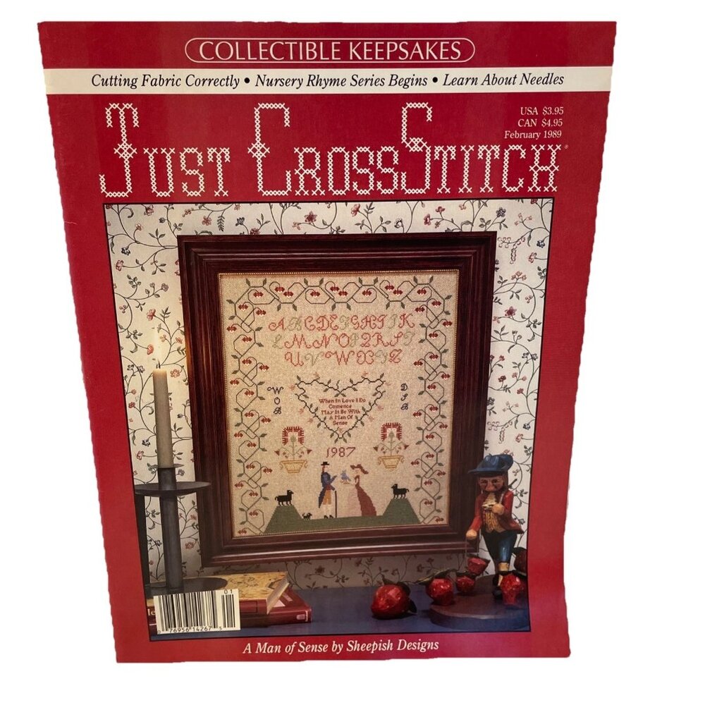 Just Cross Stitch Magazine February 1989 Vol 6 No. 5 Collectible Keepsakes Patte